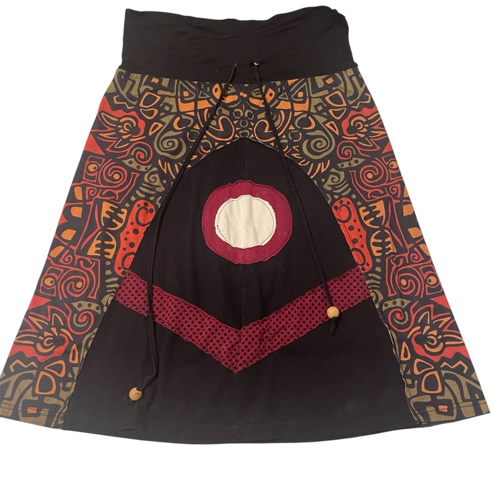 Y2K Luna Claire Black and Orange A-Line Skirt Medium